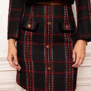 Ivy City Co Black Tweed Reagan Skirt with Red and White Accents